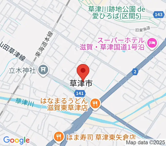 草津アミカホールの地図