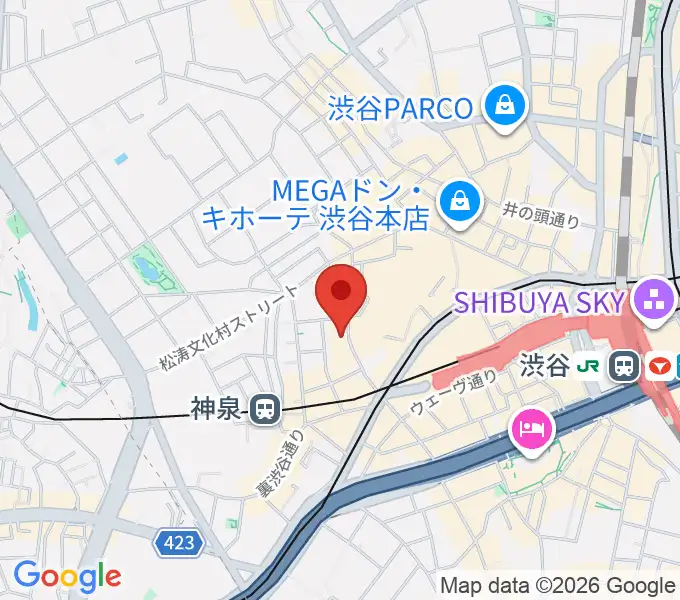 渋谷Spotify O-nestの地図