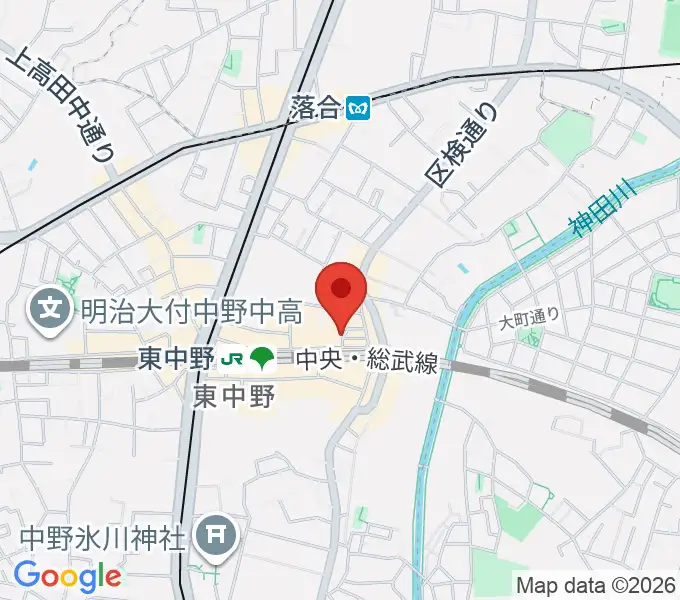 東中野Big Riverの地図