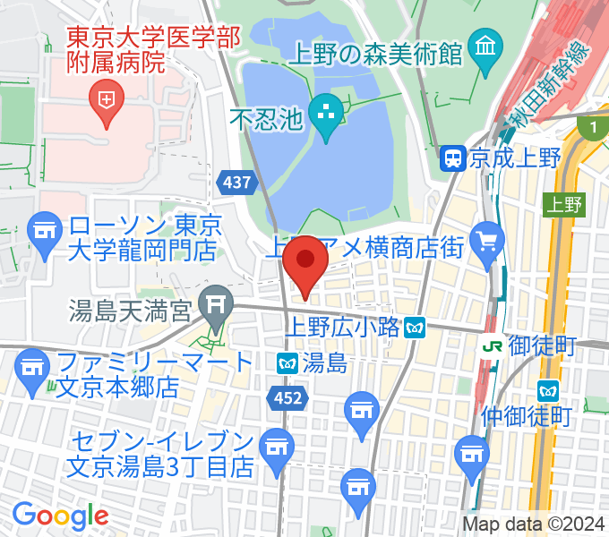 レコーディングスタジオ87 上野店の場所