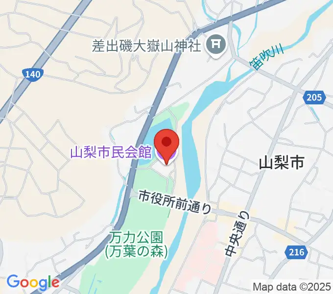 山梨市民会館の地図