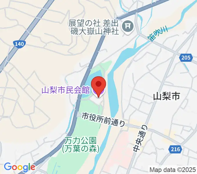 山梨市民会館の地図