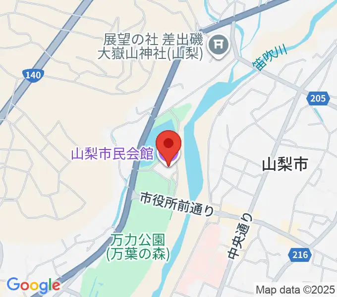 山梨市民会館の地図