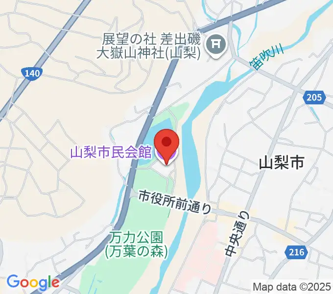 山梨市民会館の地図