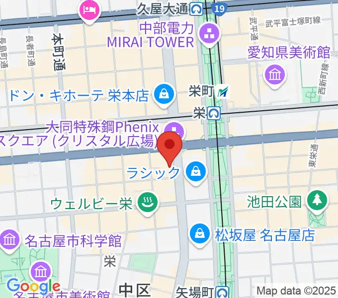 HMV栄の地図