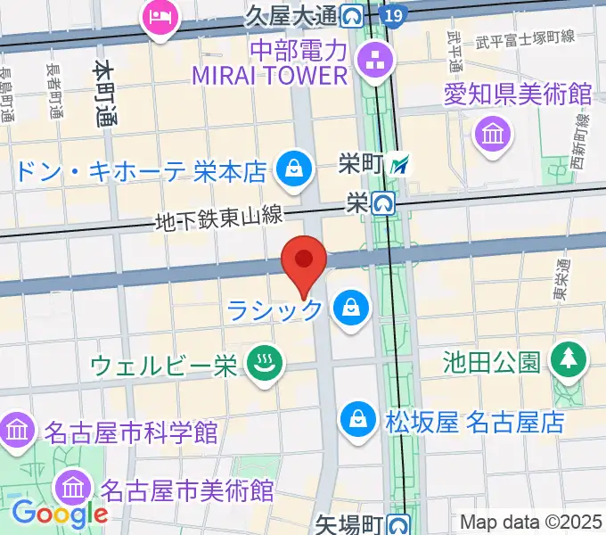 HMV栄の地図