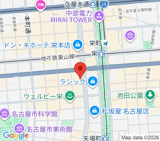 HMV栄の地図