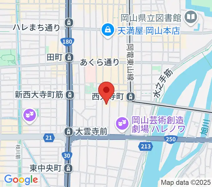 岡山ブルーブルースの地図
