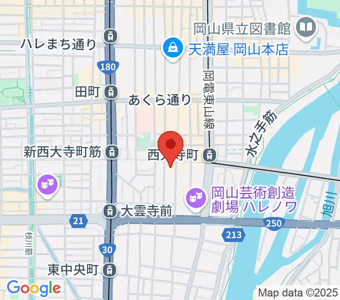 岡山ブルーブルースの地図