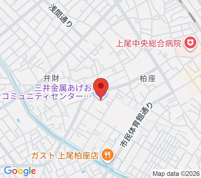 三井金属あげおコミュニティセンターの地図