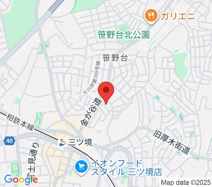 笹野台音楽堂の地図
