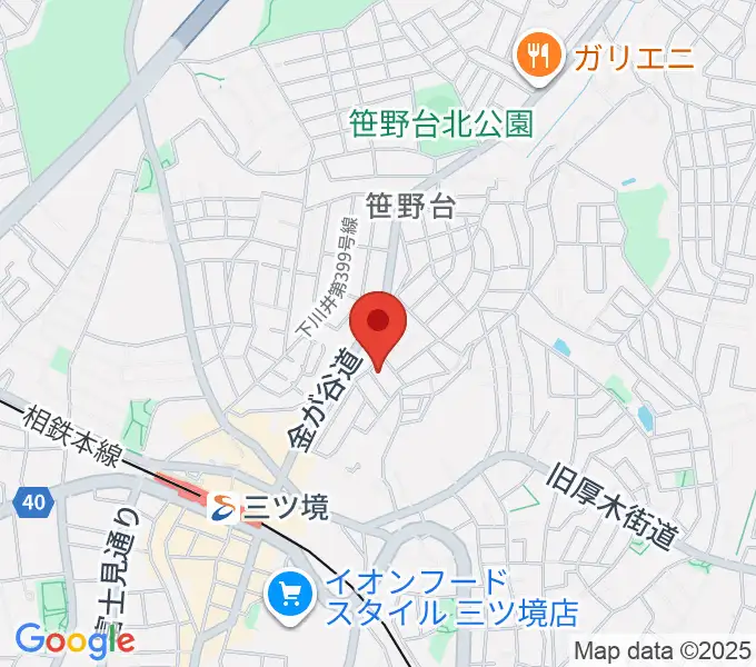 笹野台音楽堂の地図