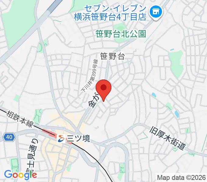 笹野台音楽堂の地図