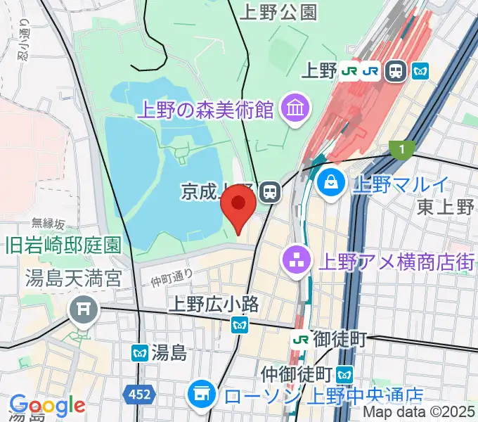 池之端ライブスペースQuiの地図