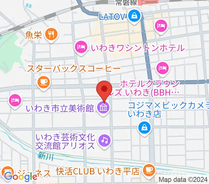 いわき市文化センター大ホールの地図