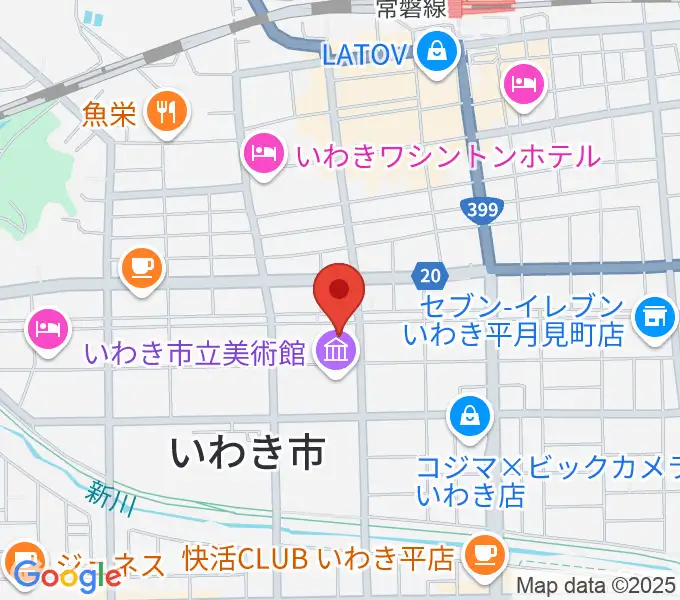 いわき市文化センター大ホールの地図