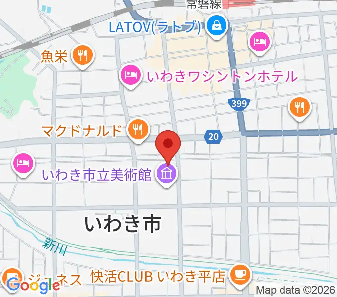 いわき市文化センター大ホールの地図