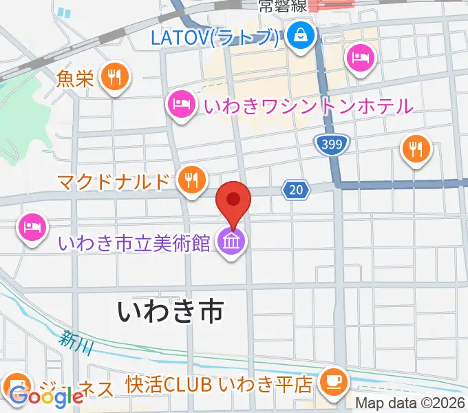 いわき市文化センター大ホールの地図