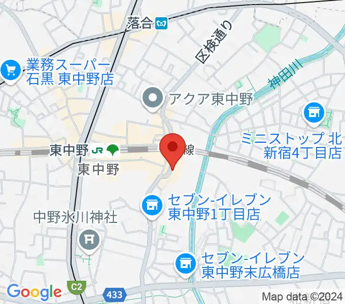 東中野 Cafeじみへんの地図