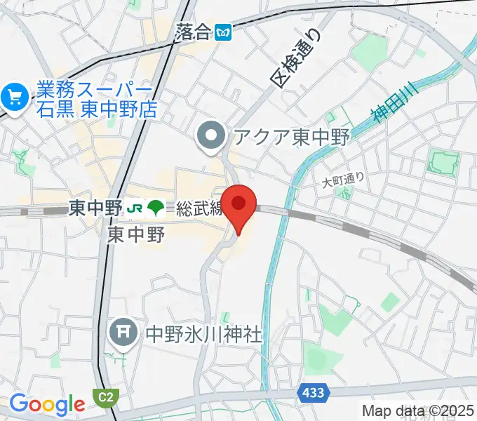 東中野 Cafeじみへんの地図