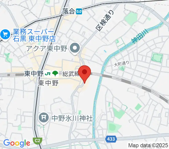 東中野 Cafeじみへんの地図