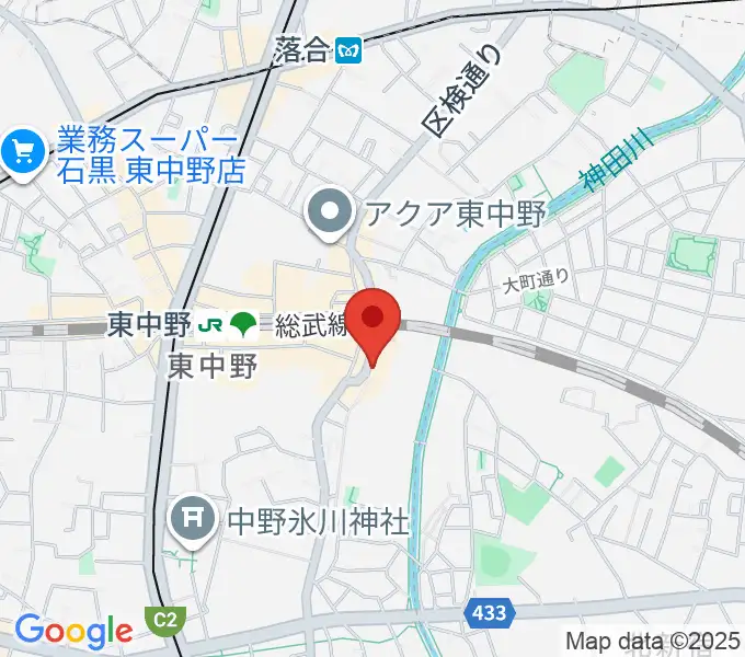東中野 Cafeじみへんの地図