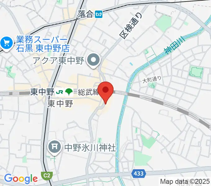 東中野 Cafeじみへんの地図