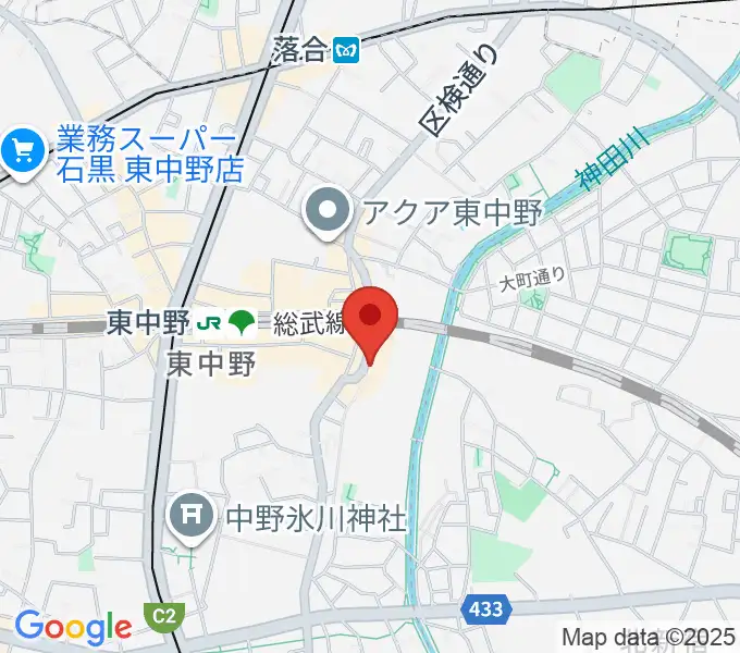 東中野 Cafeじみへんの地図