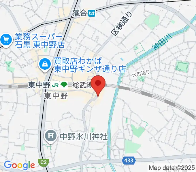 東中野 Cafeじみへんの地図