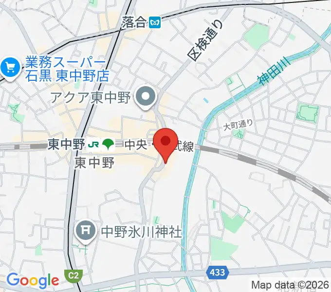 東中野 Cafeじみへんの地図