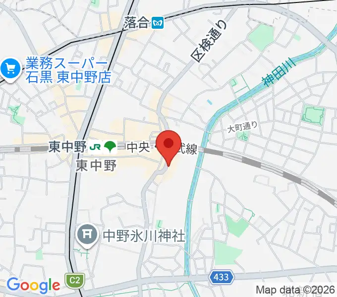 東中野 Cafeじみへんの地図