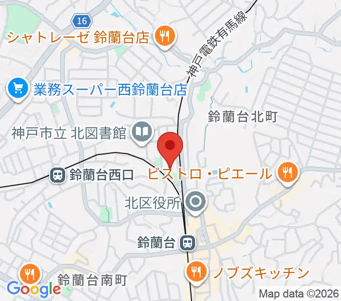 神戸市立北区文化センターの地図