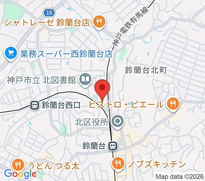 神戸市立北区文化センターの地図