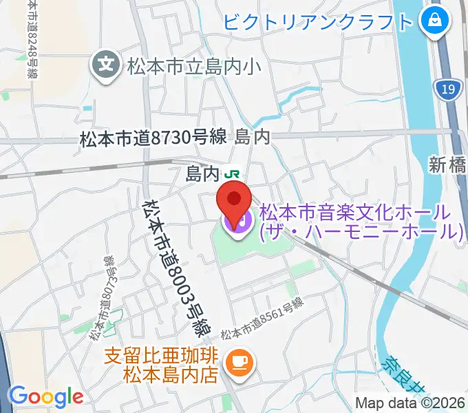松本市音楽文化ホール ザ・ハーモニーホールの地図