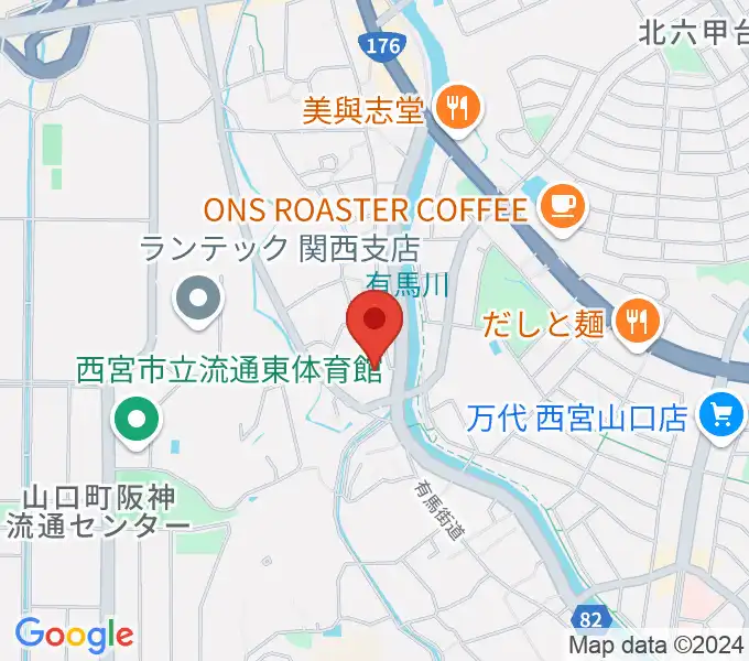 西宮市山口ホールの地図