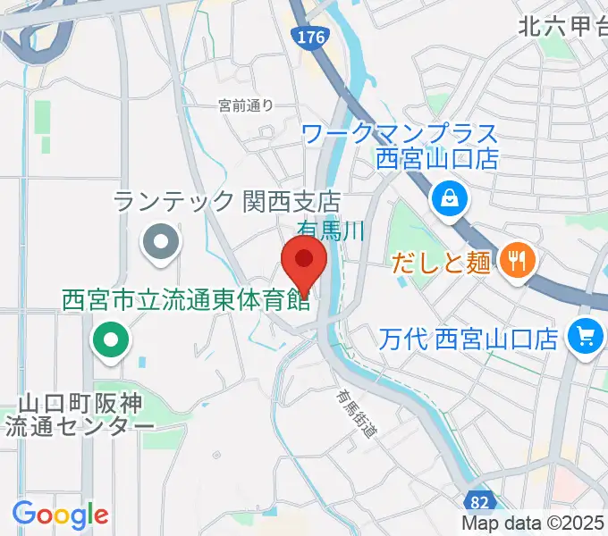西宮市山口ホールの地図