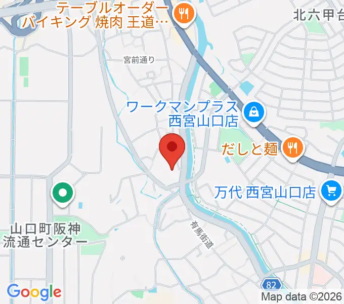 西宮市山口ホールの地図