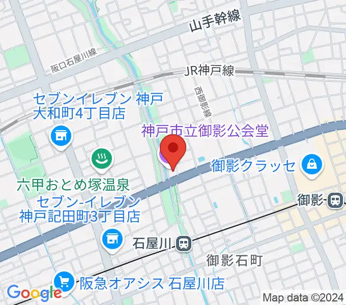 神戸市立御影公会堂の地図