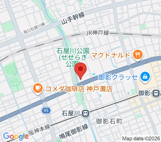 神戸市立御影公会堂の地図