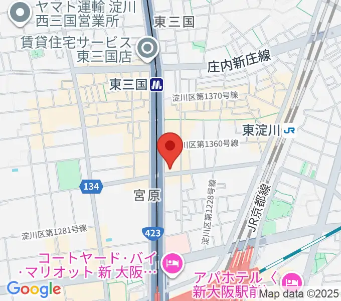 ビーテックジャパン大阪スタジオの地図
