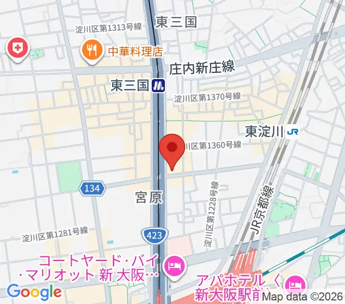 ビーテックジャパン大阪スタジオの地図