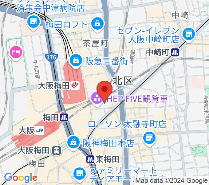 梅田HEP HALLの地図