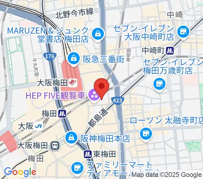 梅田HEP HALLの地図