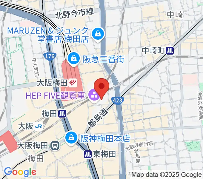 梅田HEP HALLの地図
