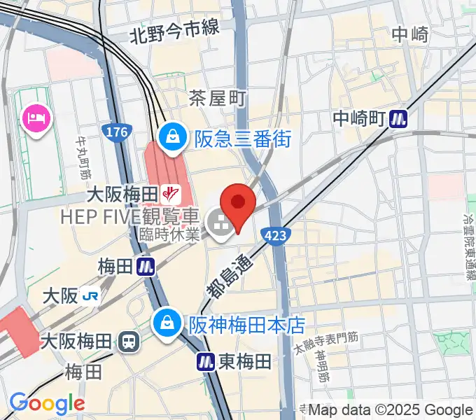 梅田HEP HALLの地図