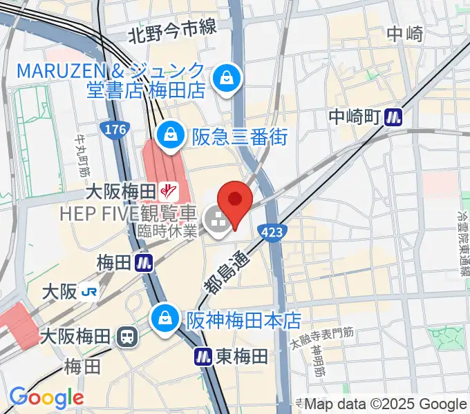 梅田HEP HALLの地図