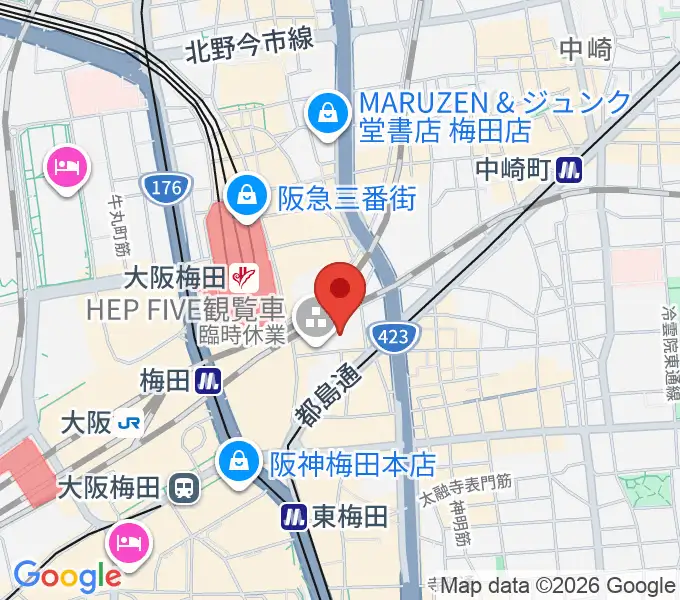 梅田HEP HALLの地図