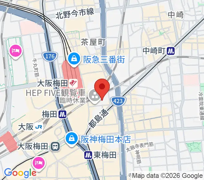 梅田HEP HALLの地図