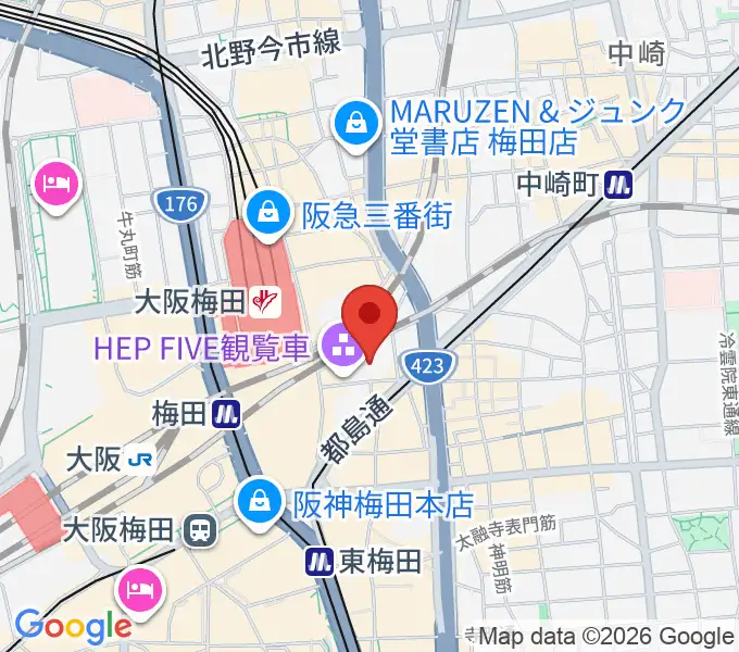 梅田HEP HALLの地図