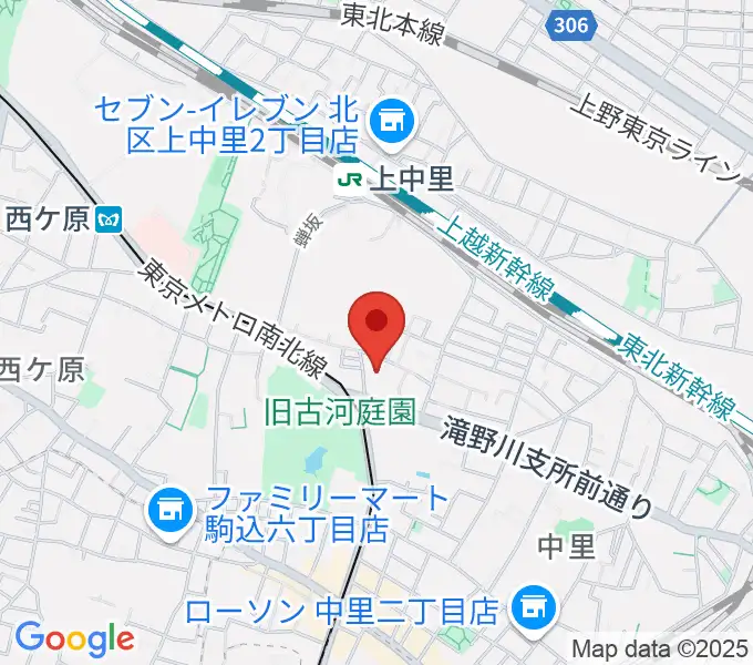 滝野川会館 音楽スタジオの地図